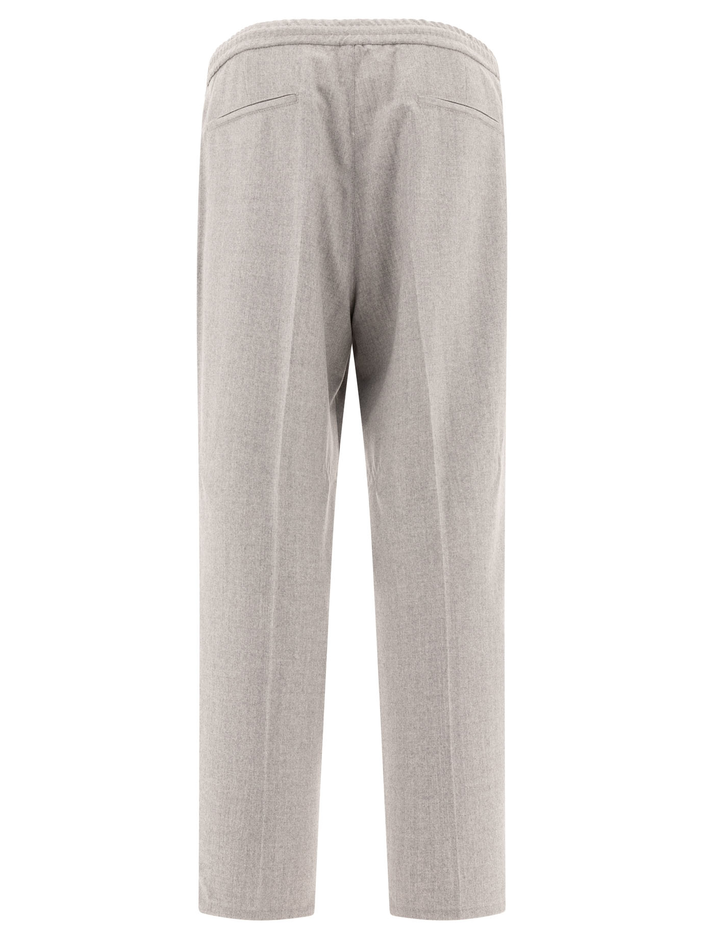 BRUNELLO CUCINELLI Grey Trousers with drawstring and double pleats